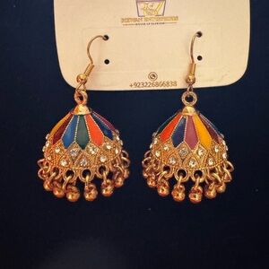 Elegant Multicolor Gold Drop Earrings